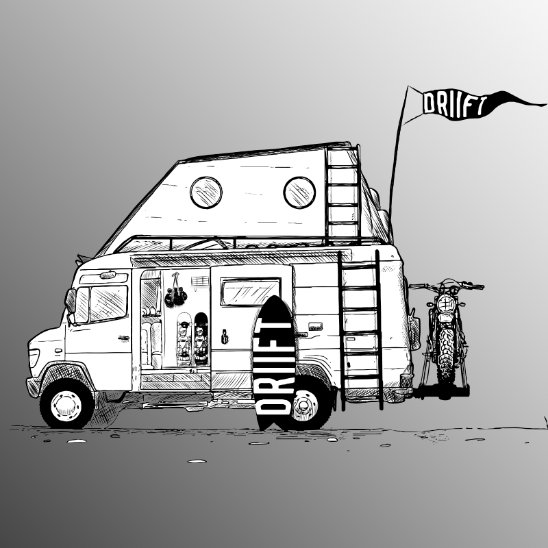 driift-van-life-mercedes-vario-illustration-moto-surf-fight-skate